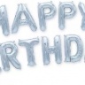 Набор шаров-букв (16''/41 см) Мини-Надпись "Happy Birthday", Серебро, 1 шт